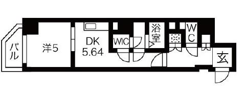 アクアプレイス上本町(1DK/10階)の間取り写真