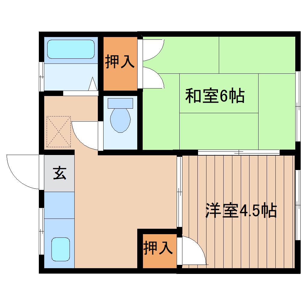 コーポ西多賀(2K/2階)の間取り写真