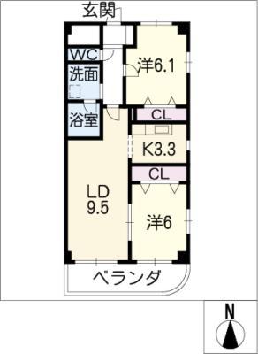 プリミエールTS(2LDK/3階)の間取り写真