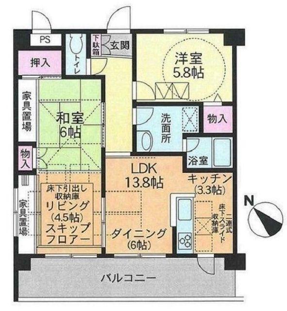 ルネス・リベルテ(3LDK/1階)の間取り写真