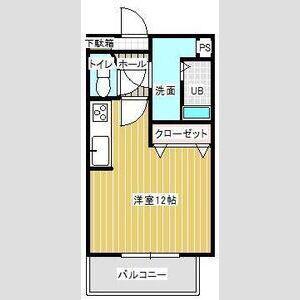 フラワーヒルズ(ワンルーム/1階)の間取り写真