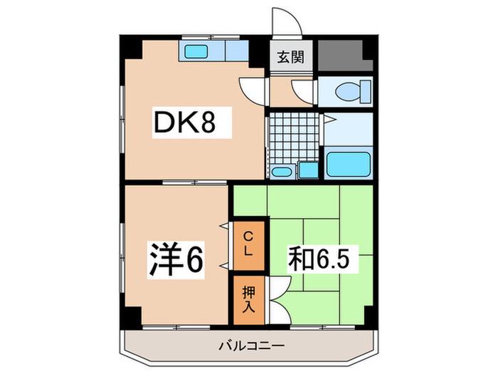 コーポプロスペリティー(2DK/4階)の間取り写真
