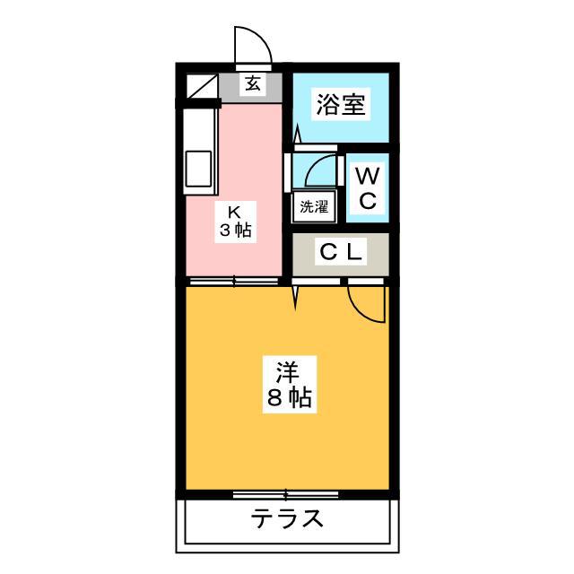 サウスコート佐鳴台(1K/1階)の間取り写真