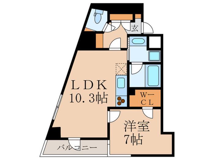 アリーチェ中落合(1LDK/9階)の間取り写真