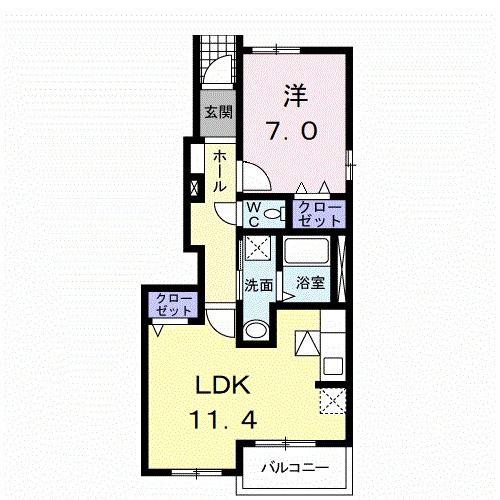 NEW レミ(1LDK/1階)の間取り写真