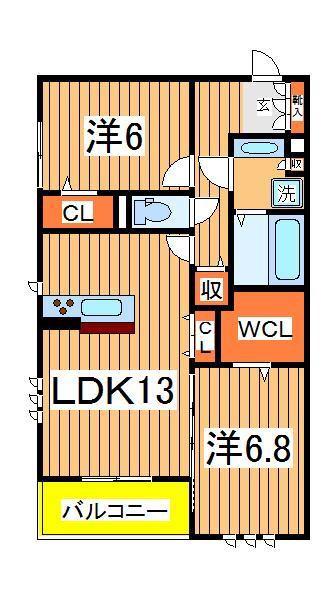 ピアチェーレ1(2LDK/3階)の間取り写真