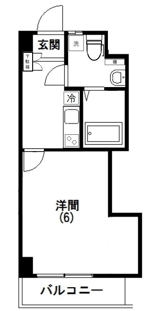 サンリバーハイツ(1K/2階)の間取り写真