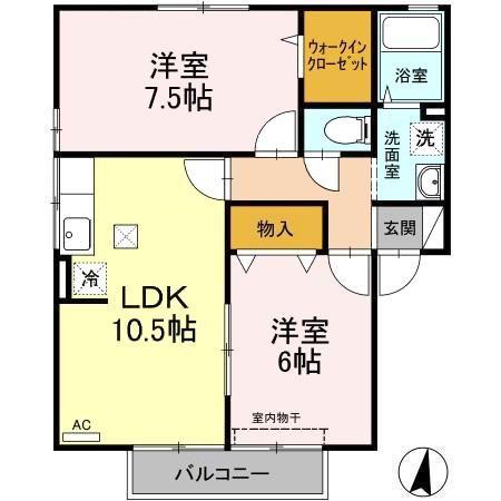 ポルト ベール C棟(2LDK/1階)の間取り写真