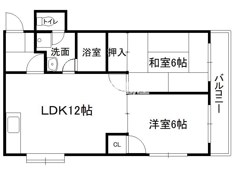 渡辺ハイツ(2LDK/3階)の間取り写真