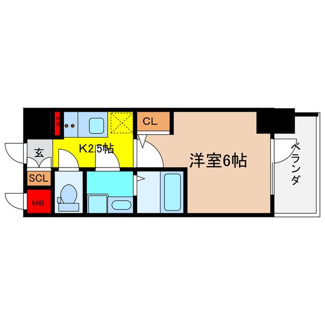 ファーストフィオーレ京橋ノワール(1K/6階)の間取り写真