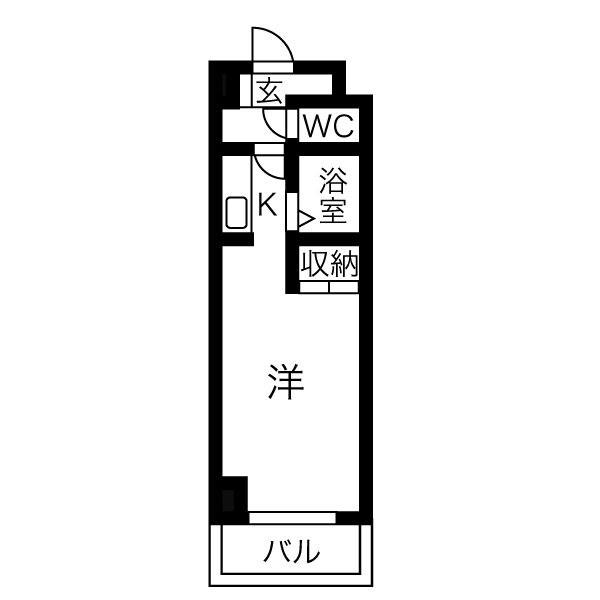 ビバリーヒルズ(1K/3階)の間取り写真