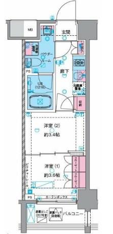GENOVIA浅草VISKYGARDEN(2K/3階)の間取り写真