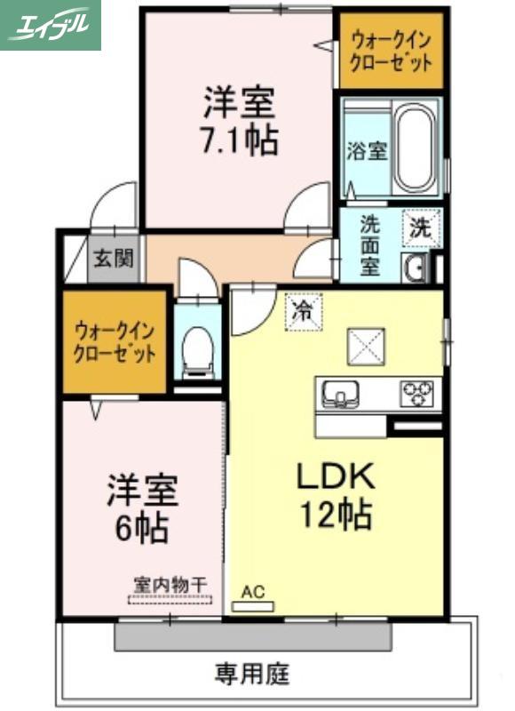 第1ジュネス芳泉(2LDK/1階)の間取り写真