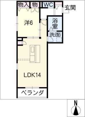 ヘーベル浄心(1LDK/2階)の間取り写真