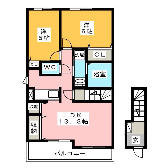 クオーレ C(2LDK/2階)の間取り写真