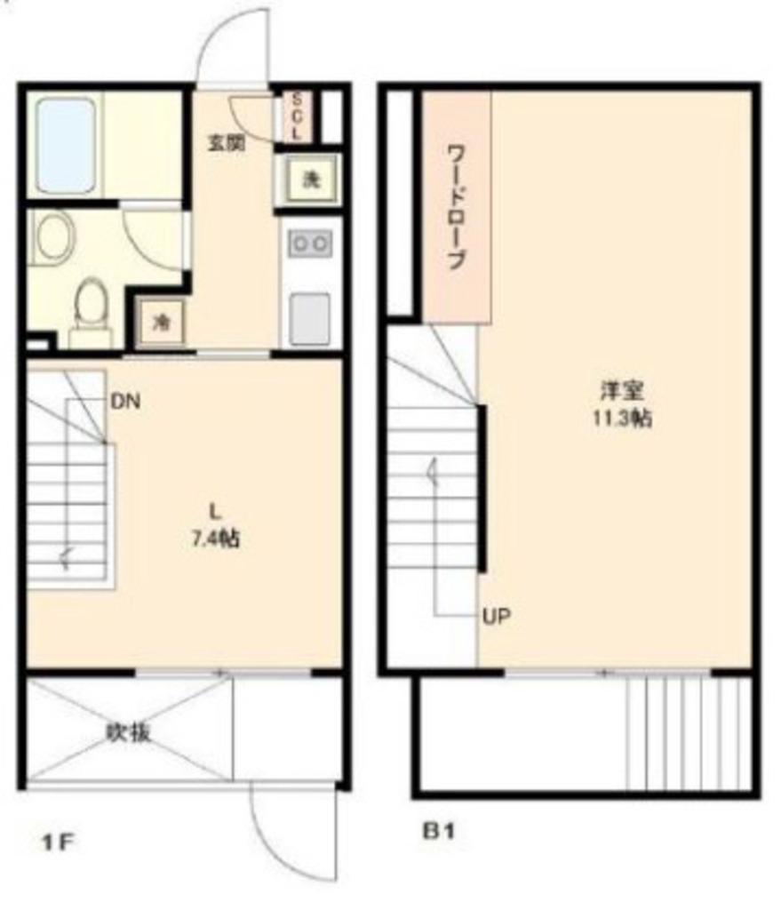 グランパセオ新宿(1LDK/B1階)の間取り写真
