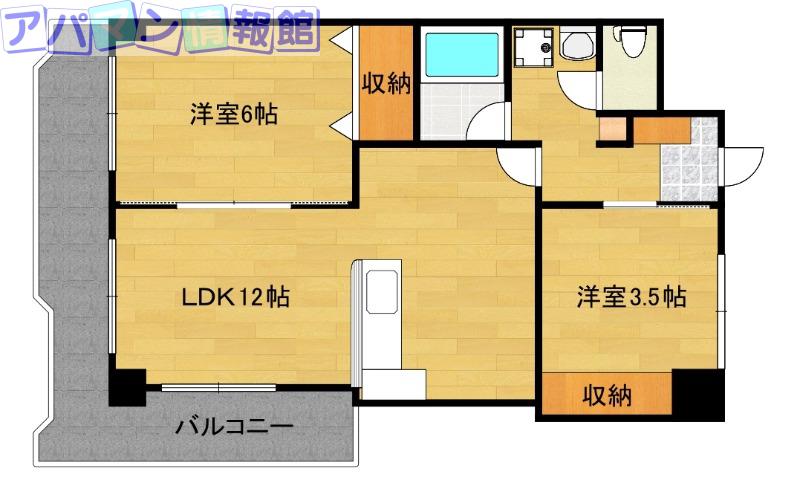 レジオン田辺(2LDK/5階)の間取り写真