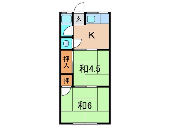 飛田荘(2K/2階)の間取り写真