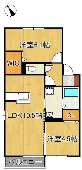 コーポ浅川(2LDK/2階)の間取り写真