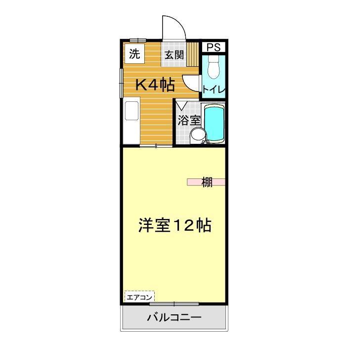 東萩ニューハイツNO.2(1K/1階)の間取り写真