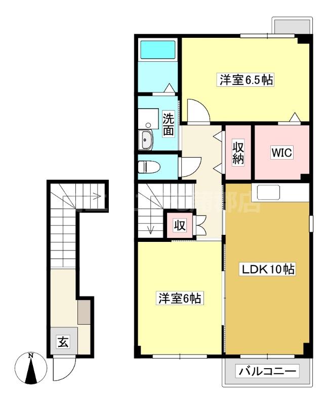 アパートメント神無月(2LDK/2階)の間取り写真