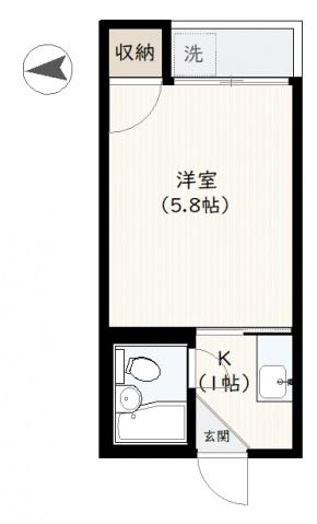 LUXES国泰寺(1K/2階)の間取り写真