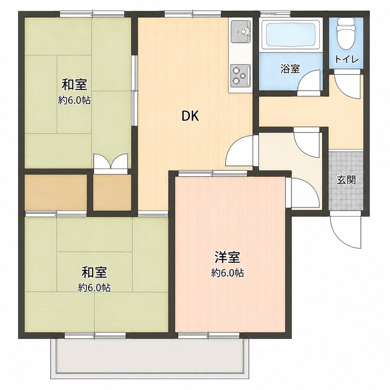 コーポ第1長市(3DK/2階)の間取り写真