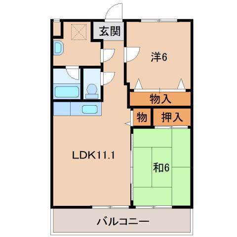 グランメール有家(2LDK/2階)の間取り写真