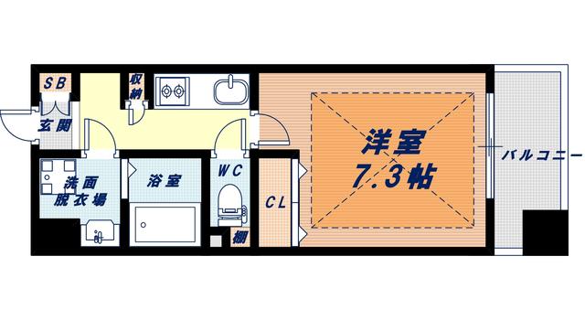 ラムール難波西(1K/5階)の間取り写真