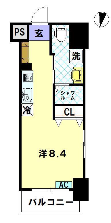 プラムユウ(ワンルーム/7階)の間取り写真