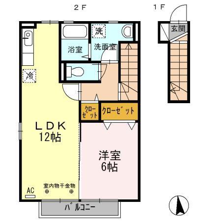 ビオトープ(1LDK/2階)の間取り写真