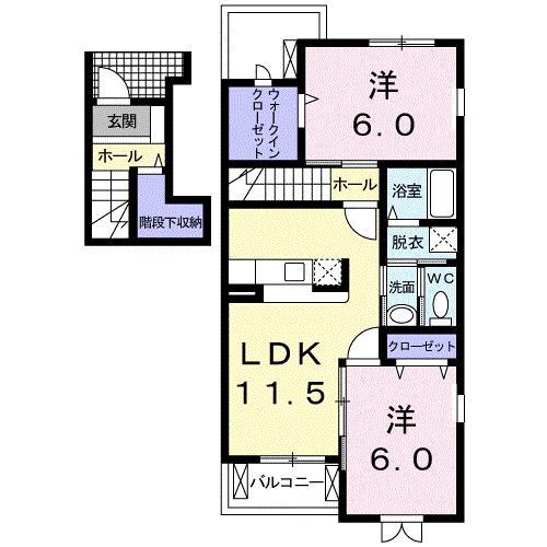ファインロイテIV(2LDK/2階)の間取り写真