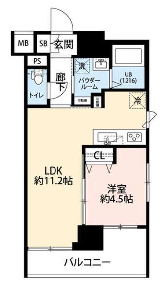 プレール・ドゥーク門前仲町III(1LDK/2階)の間取り写真