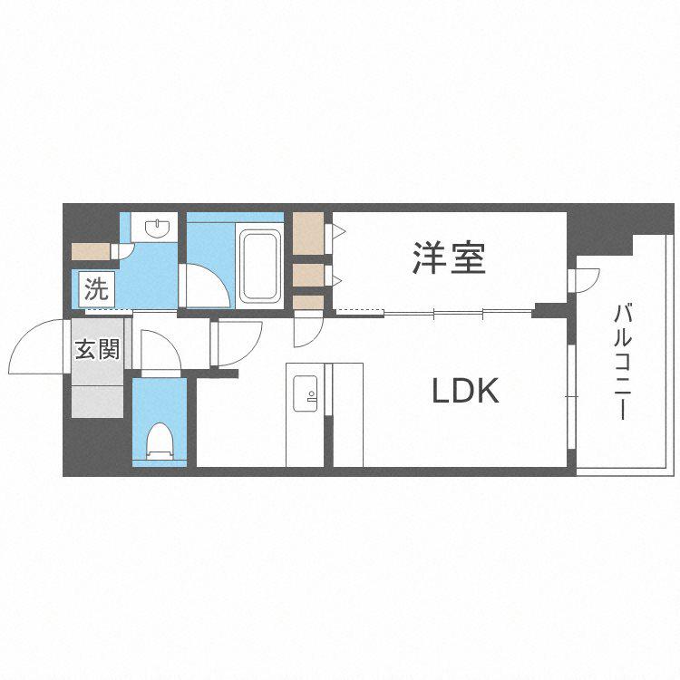 スプランディッド難波キャトル(1LDK/3階)の間取り写真