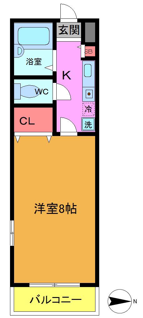 ヒコタビル(1K/2階)の間取り写真