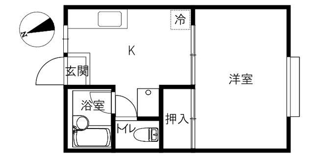 サンハイツ(1K/1階)の間取り写真