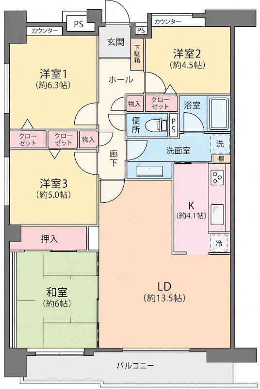 コアスターレ西大井(4LDK/13階)の間取り写真