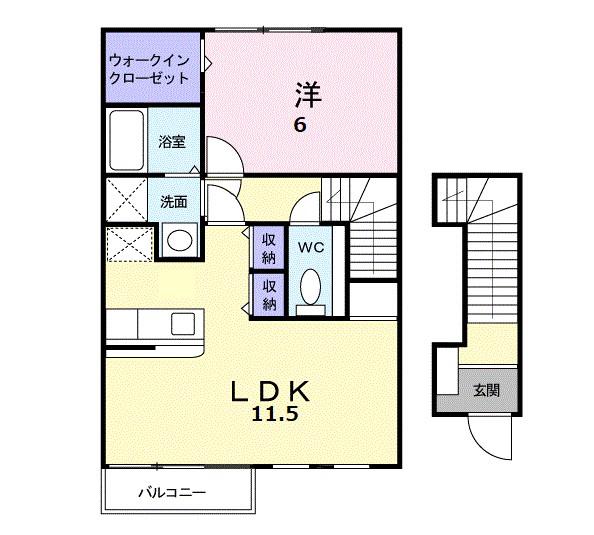 クリスタルスカイ(1LDK/2階)の間取り写真