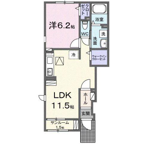 アイランドヒルズ右籾 III(1LDK/1階)の間取り写真
