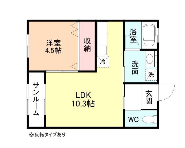 PROVENCE(1LDK/1階)の間取り写真