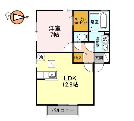 グランシャリオE(1LDK/1階)の間取り写真