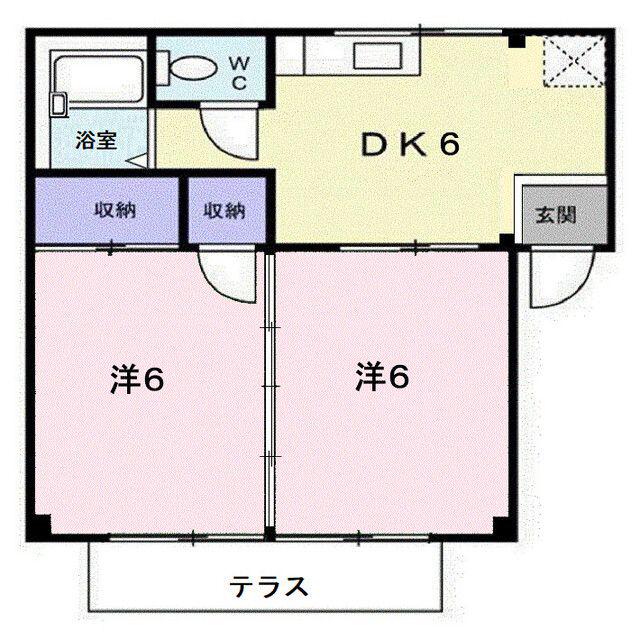 シティハイツさんせいB(2DK/1階)の間取り写真