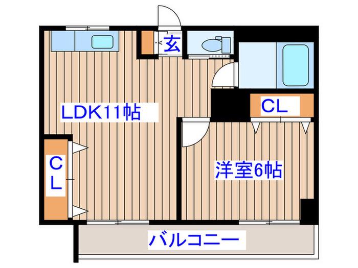 リーベンス二日町(1LDK/6階)の間取り写真