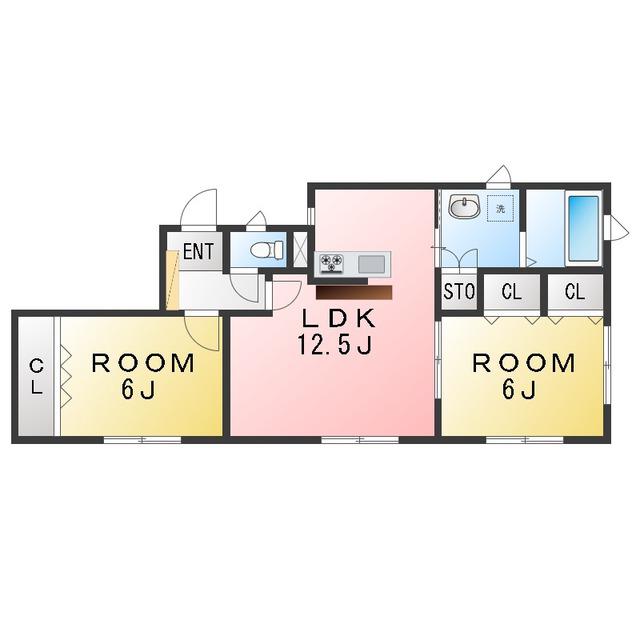 ムーンダスト(2LDK/1階)の間取り写真