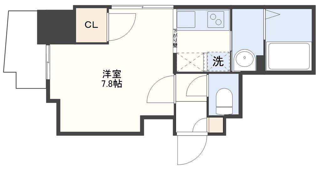 アーバス鍛冶屋町(ワンルーム/8階)の間取り写真