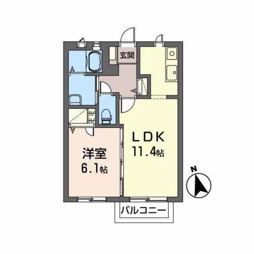 クレセオ久保田(1LDK/2階)の間取り写真