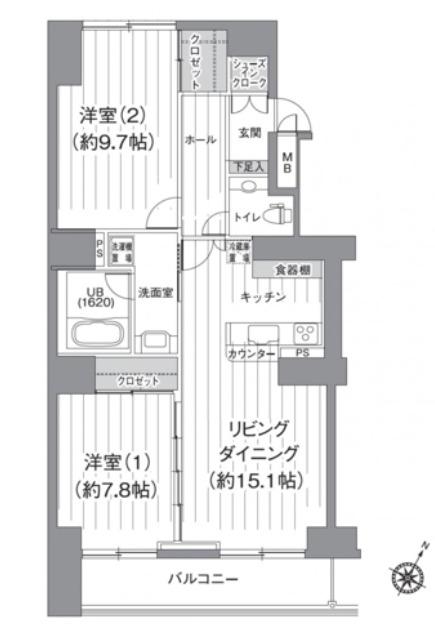 ティーズ ガーデン北柏 1号棟(2LDK/4階)の間取り写真