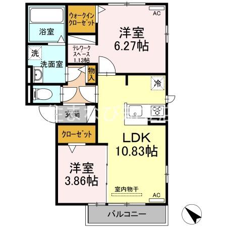 サクセスVI(2LDK/1階)の間取り写真