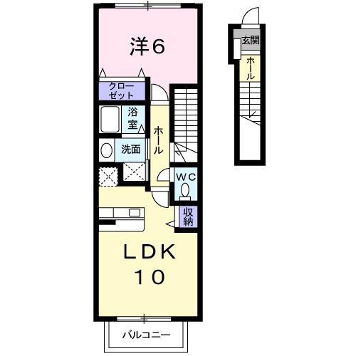 メゾン南(1LDK/2階)の間取り写真
