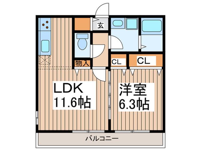 MULBERRY(1LDK/2階)の間取り写真